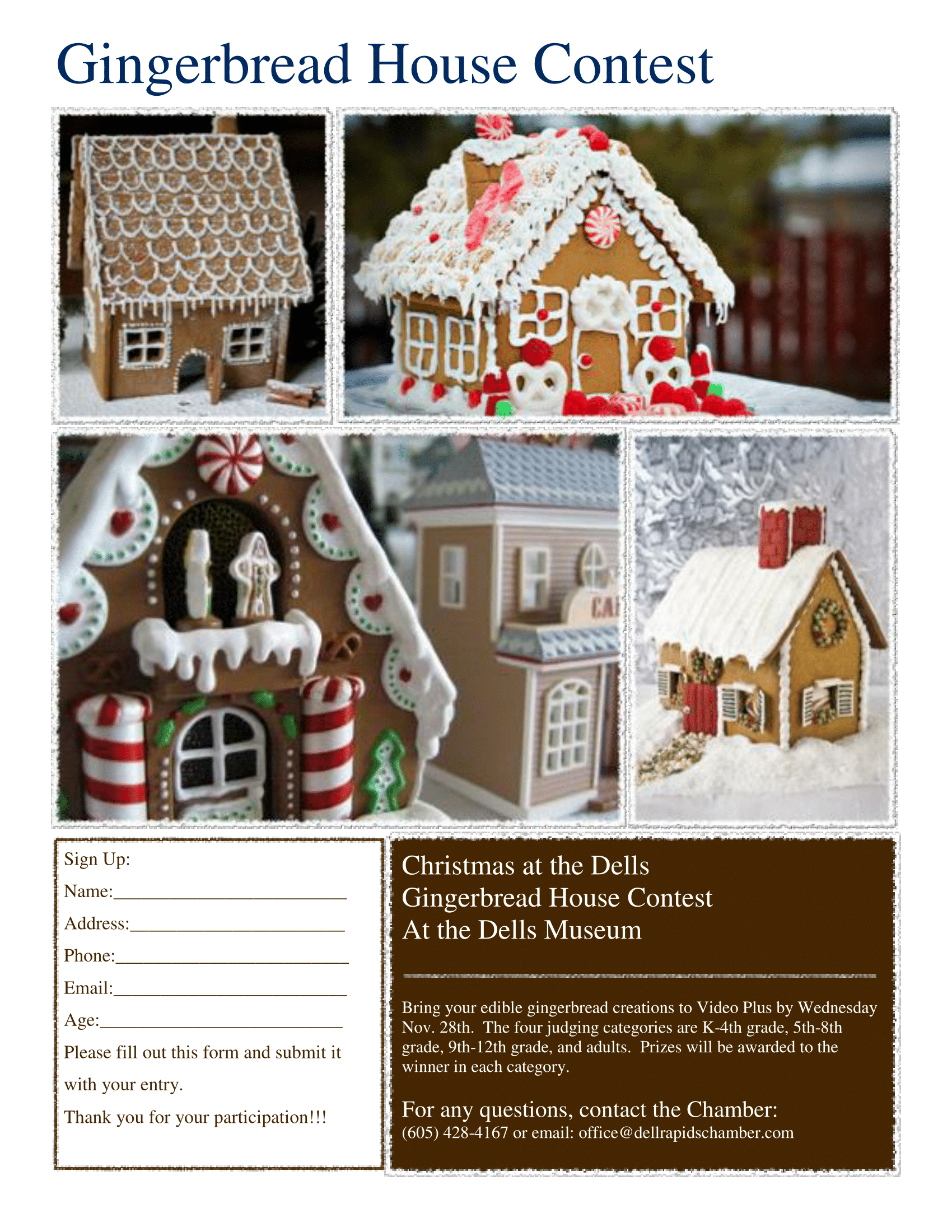 Gingerbread House Contest dell rapids chamber of commerce dell rapids south dakota 2018