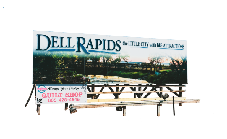 Chamber billboard on interstate I-90 heading north dell rapids south dakota